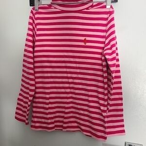 Polo Ralph Lauren Girl Sz 20 T-shirt Pink Cotton-Blend Turtleneck Long Sleeve.